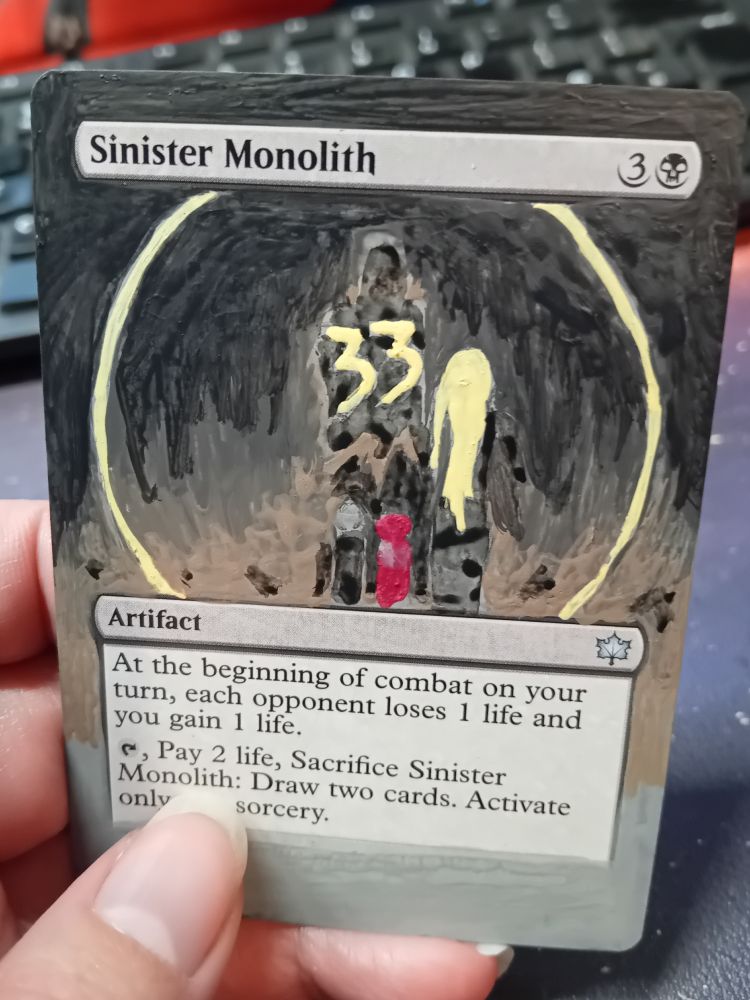 Colour blocking for the drawing of the monolith and the Paintress, with Gustave and Sophie in front.