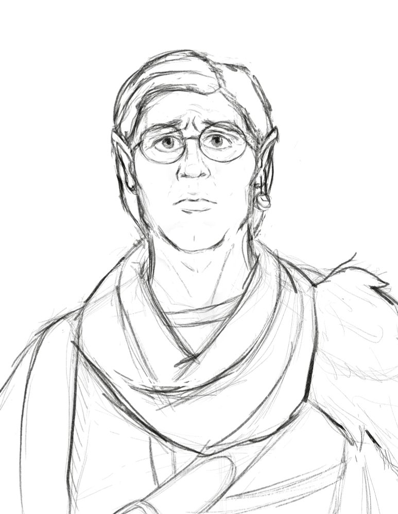 A sketch of a worried half-elf