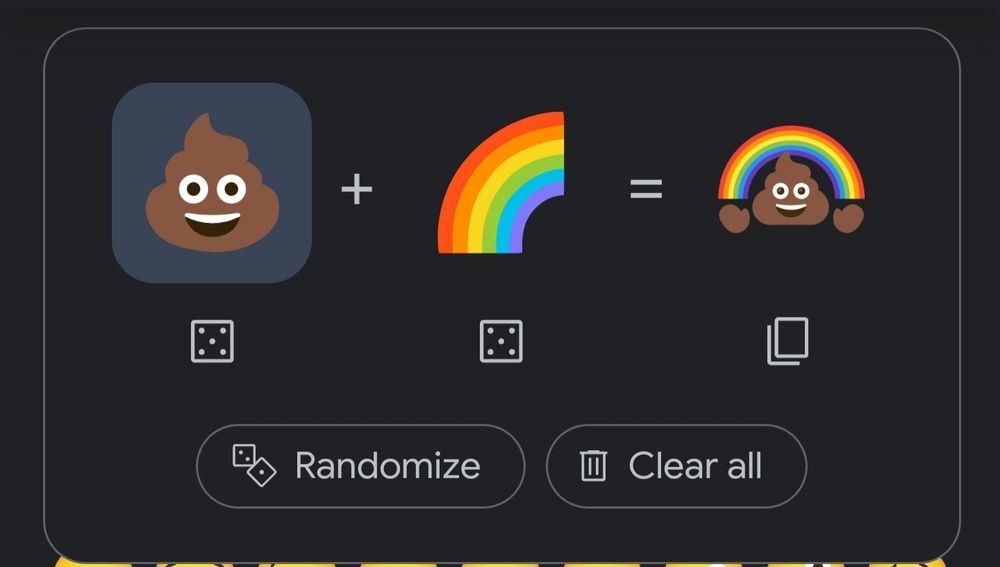 Poop emoji plus rainbow emoji equals rainbow poop