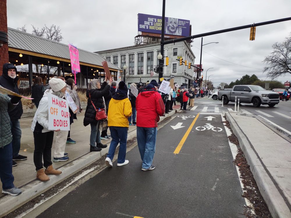 Protesters in Ferndale, MI on 4/5
