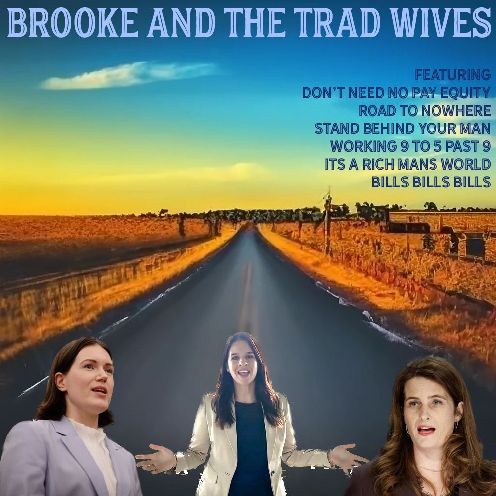 An image of a new music act comprising three women who claim to be feminists but act otherwise. Pictures are Deadeyes Van Velden, Jazzhands Stanford and Noboats Willis