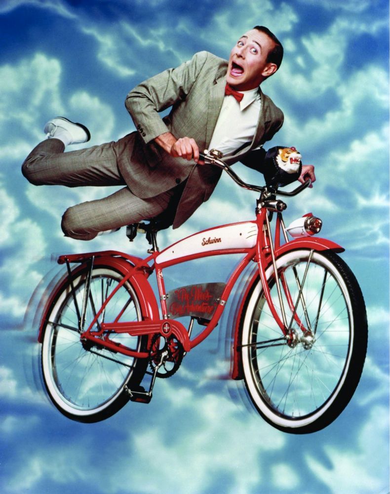 A picture of Pee Wee Herman and his iconic bicycle