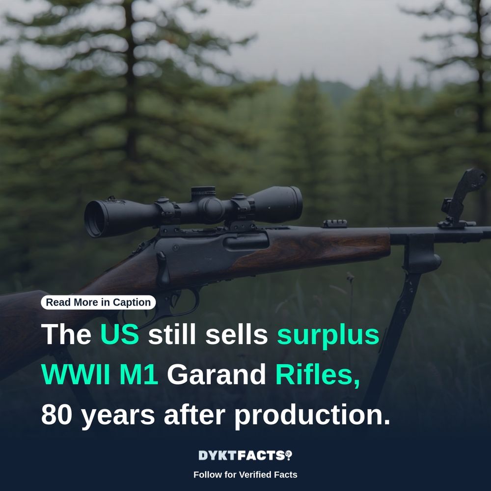 The US still sells surplus WWII M1 Garand Rifles, 80 years after production.

Read more: https://thecmp.org/sales-and-service/m1-garand/

Follow us for more verified facts!

#M1Garand #WWIIsurplus #USweapons
