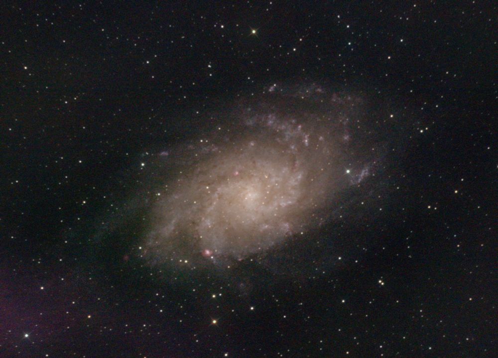 Image of a spiral galaxy viewed somewhat obliquely 