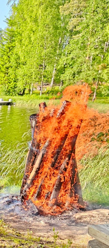 Large Midsummer festive fire