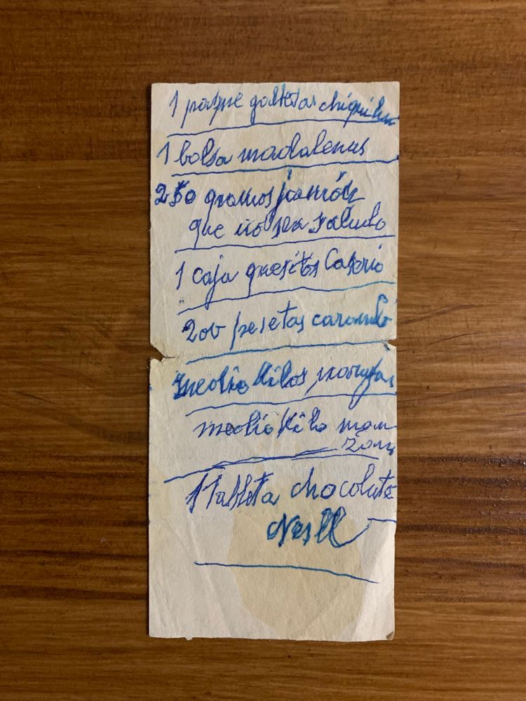 A very healthy shopping list from the 20th century.