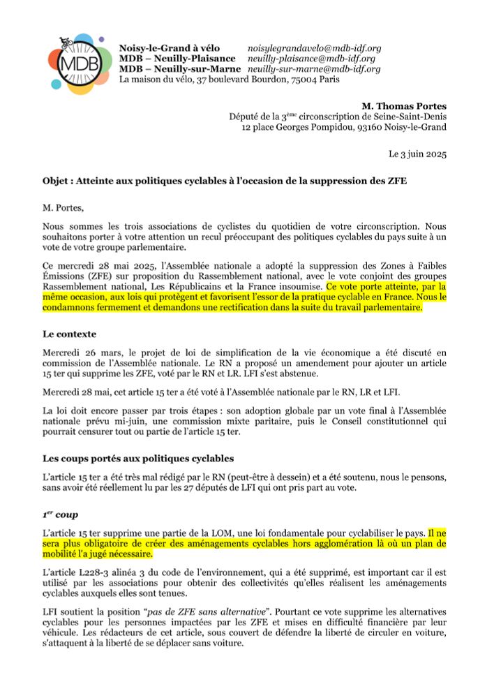 Lettre au député Thomas Portes