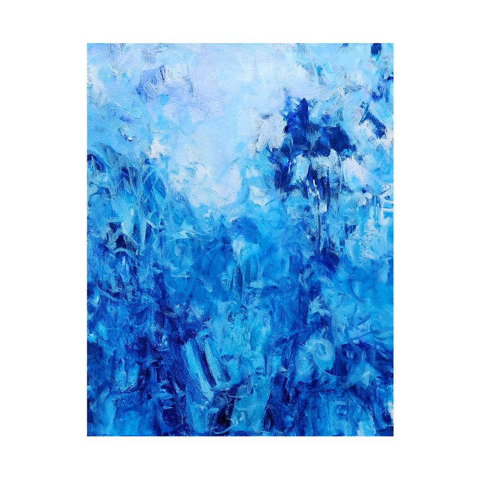 Life in the Waters is a monochromatic abstract painting by M E Fuller at mefuller.com