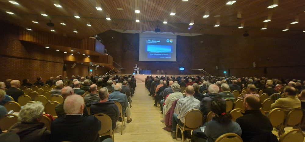 A crowd of people listening to Professor Mike Lockwood at the opening of the European AstroFest conference.