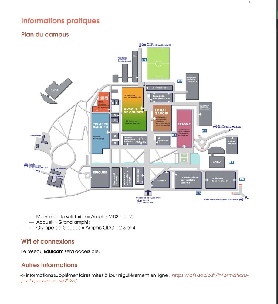 Plan du campus de Toulouse le Mirail