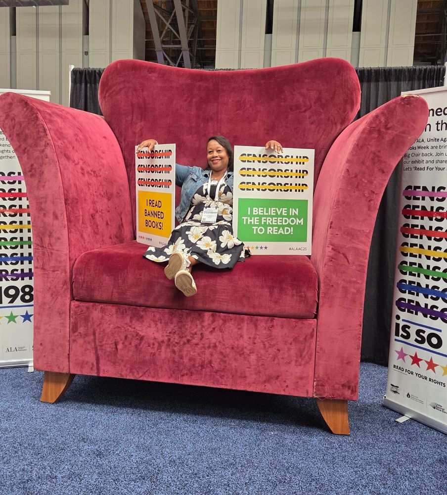 Author and educator Sonja Cherry-Paul sitting in the "Big Chair"