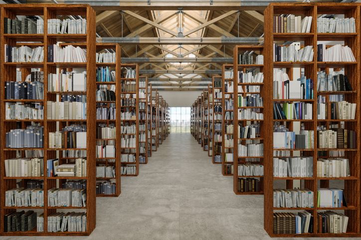 Library shelves full of books