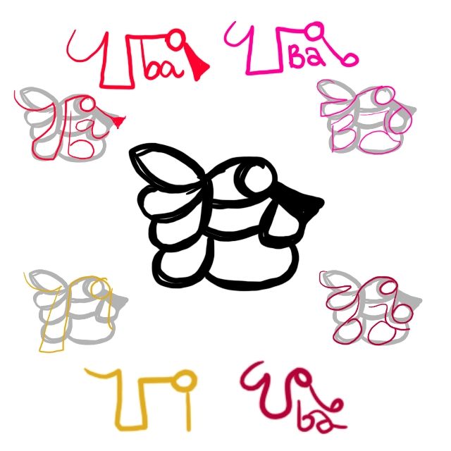 schematic of how various forms of the regulus glyph is fit inside the lion head