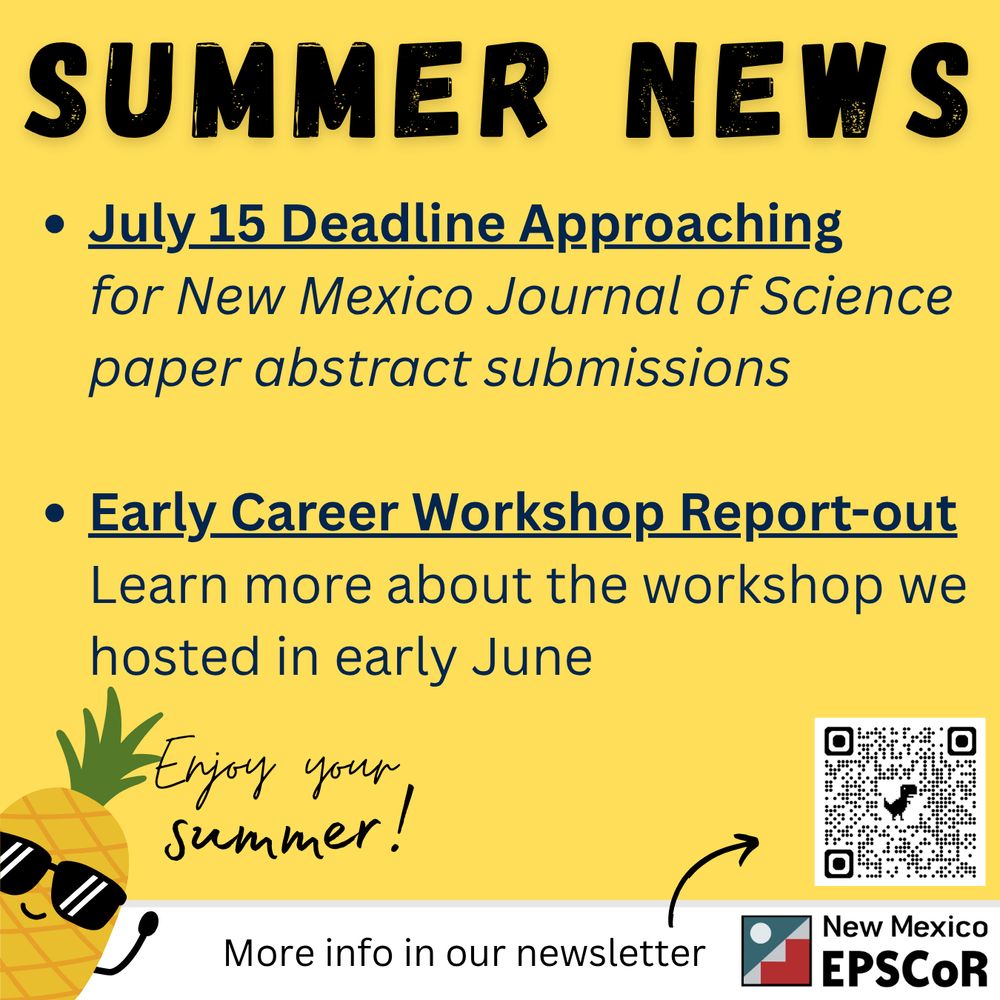 graphic with a summary of the contents of the summer newlsetter and a QR code link to it