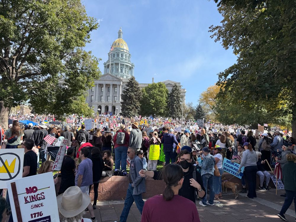 Massive peaceful rally in Denver with thousands of patriots protesting the corrupt Trump regime. 