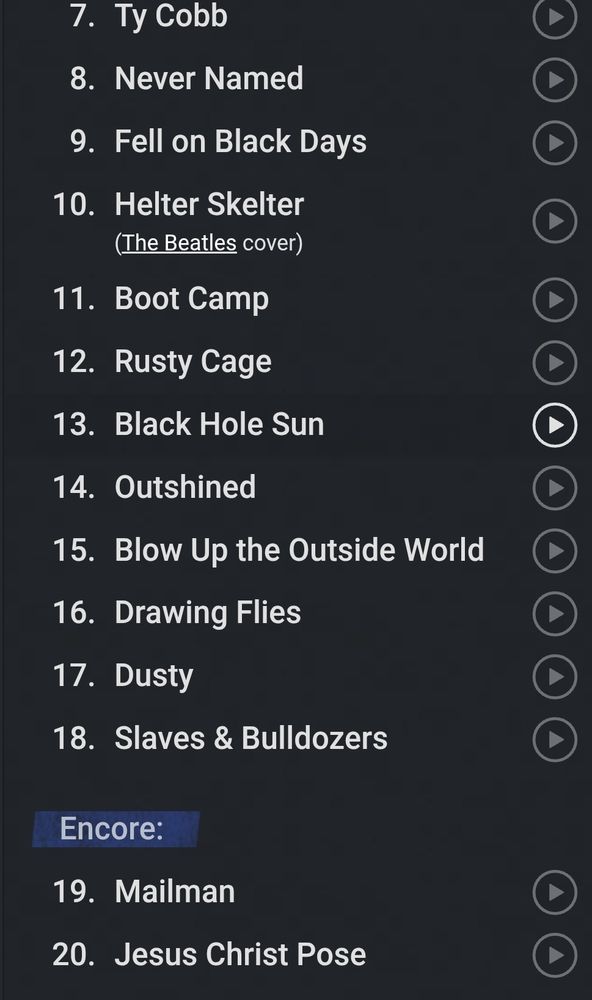 Soundgarden 11/10/96 setlist 