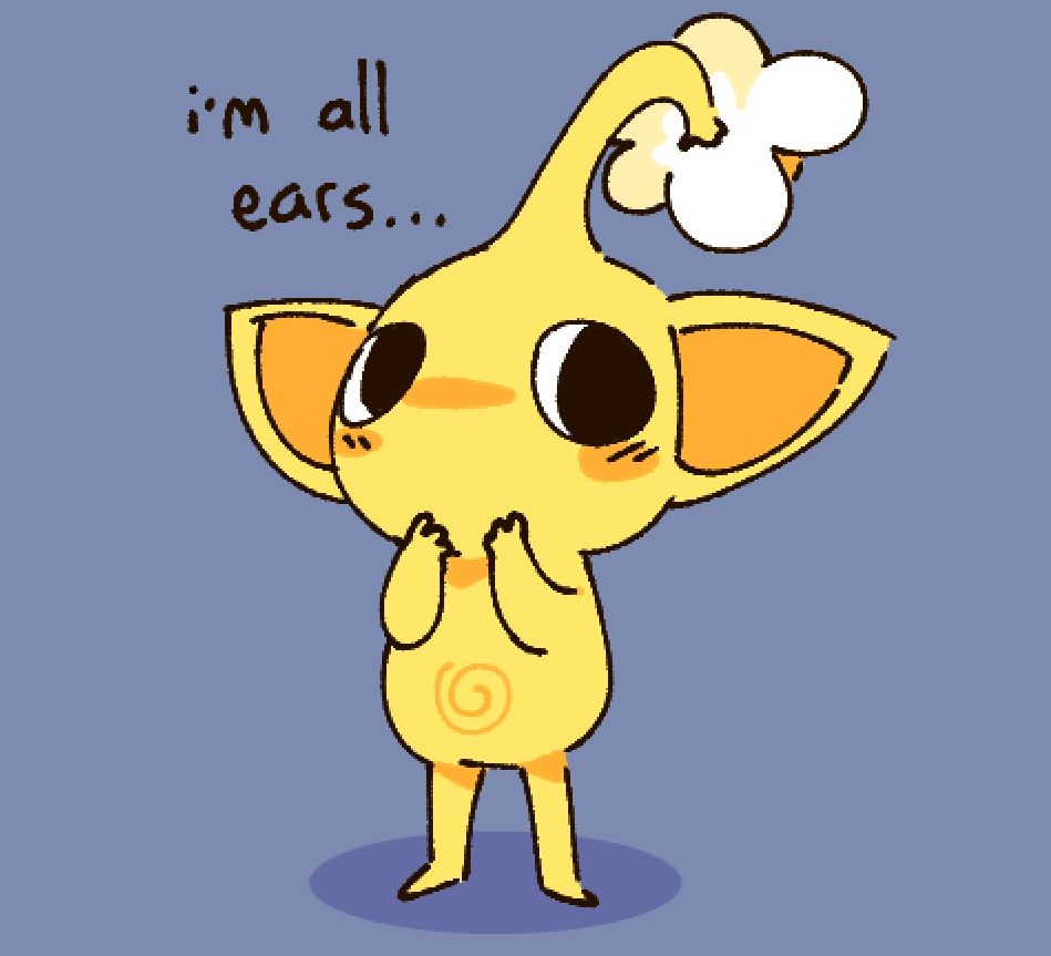 doodle of a yellow pikmin being cute and silly and such