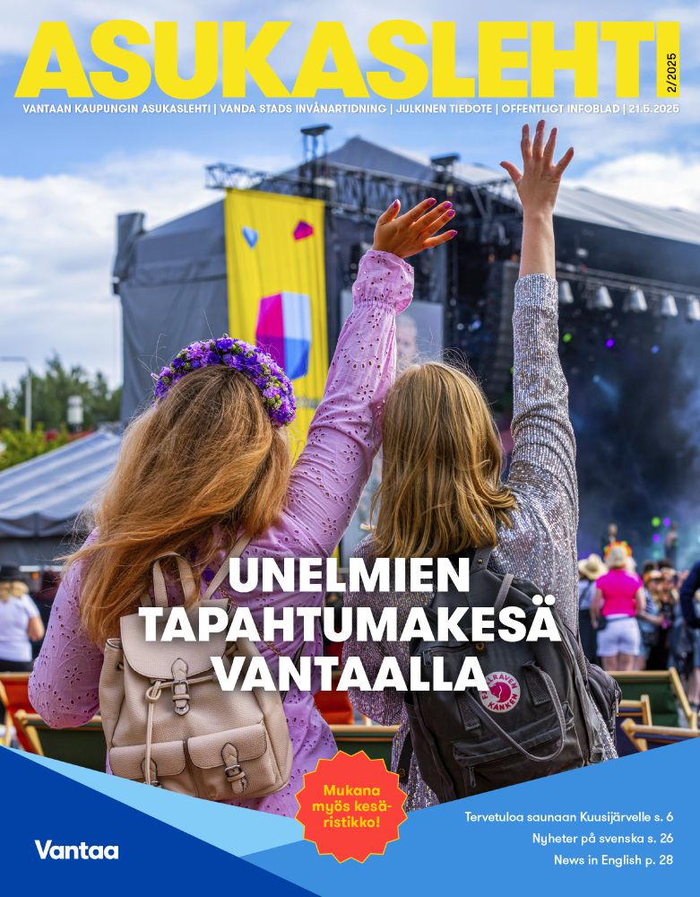 Kesän asukaslehden kansikuva - lukuiloa Vantaa!