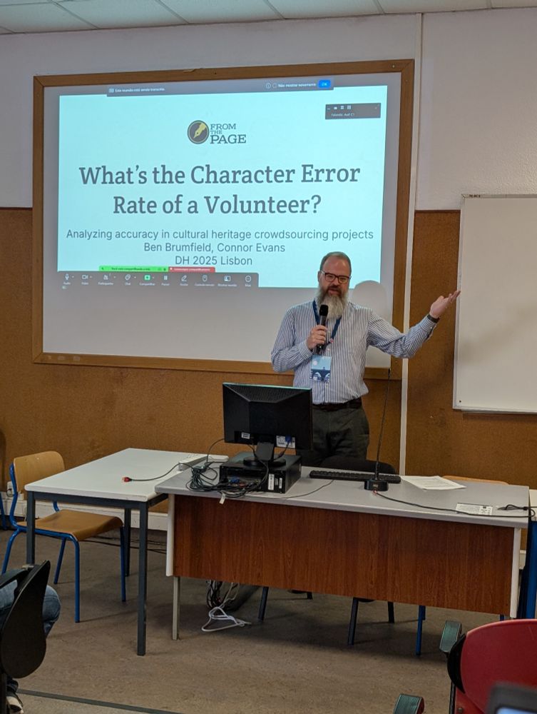 What's the Character Error Rate of a Volunteer? Analyzing accuracy in cultural heritage crowdsourcing projects | @benwbrum.bsky.social  | #DH2025