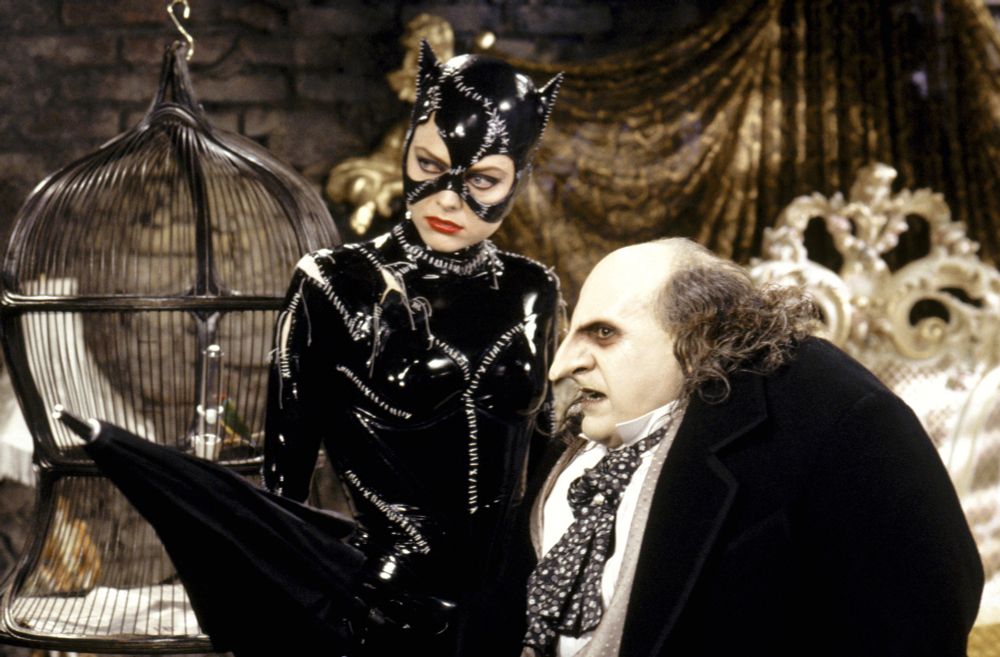 The incomparable Michele Pfeiffer as Catwoman, and Danny Devito's Penguin from Batman Returns