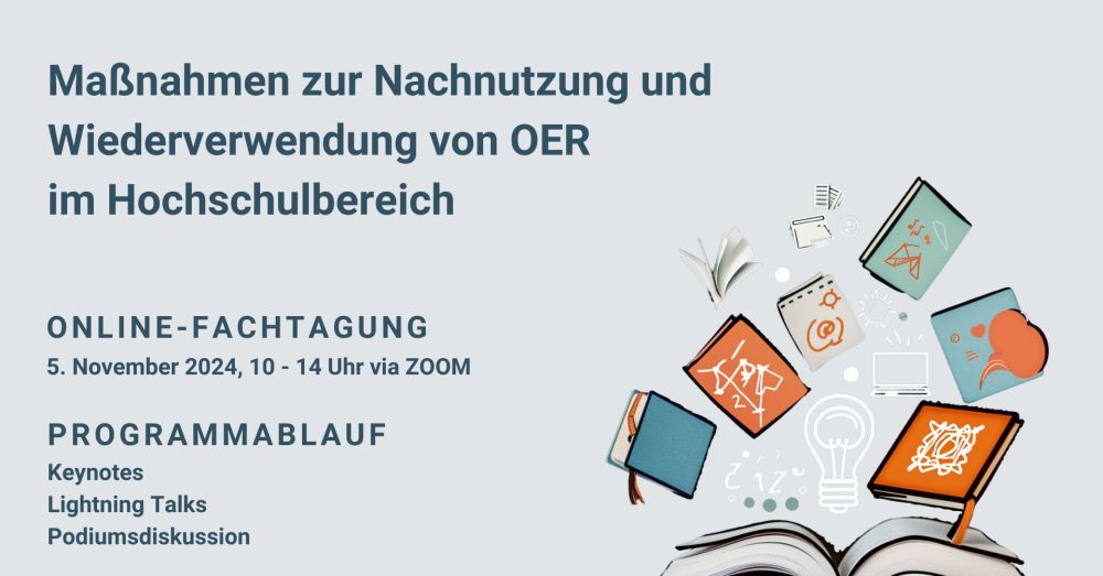 Online-Fachtagung Maßnahmen zur Nachnutzung und Wiederverwendung von OER im Hochschulbereich am 5. November 2024