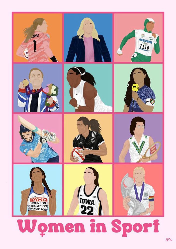 Women in sport
Mary Earps, Emma Hayes, Cathy Freeman, Ellie Simmonds, Serena Williams, Alex Scott, Nat Sciver-Brunt, Ruby Tui, Billie Jean-King, Katarina Johnson Thompson, Caitlin Clark, Leah Williamson 