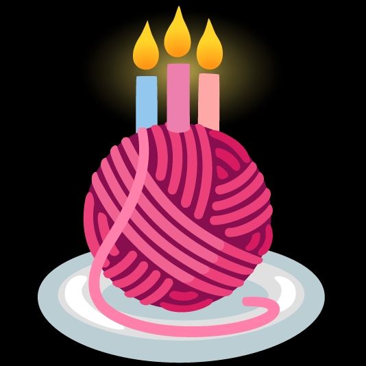A pink ball of yarn birthday cake