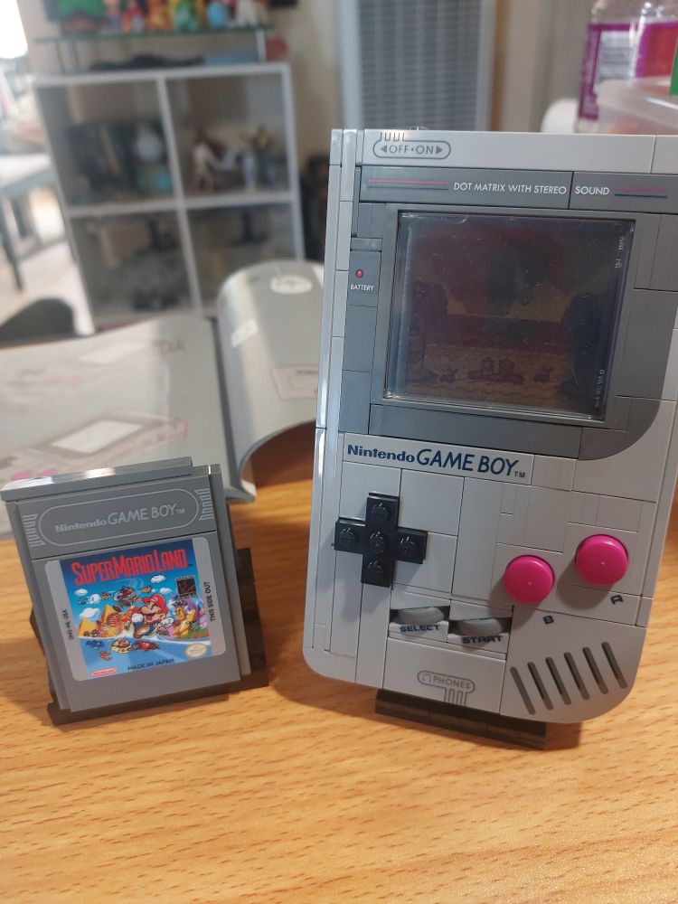 Photo of a completed Game Boy lego set. 