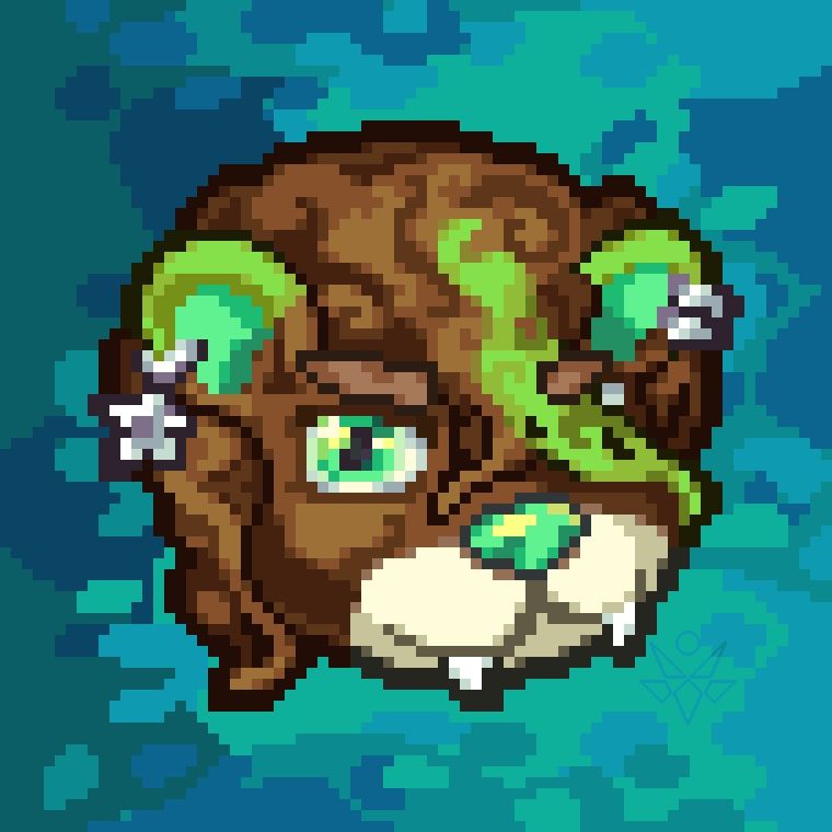 A brown, white and green anthro otter with a few silver piercings looking smugly at you