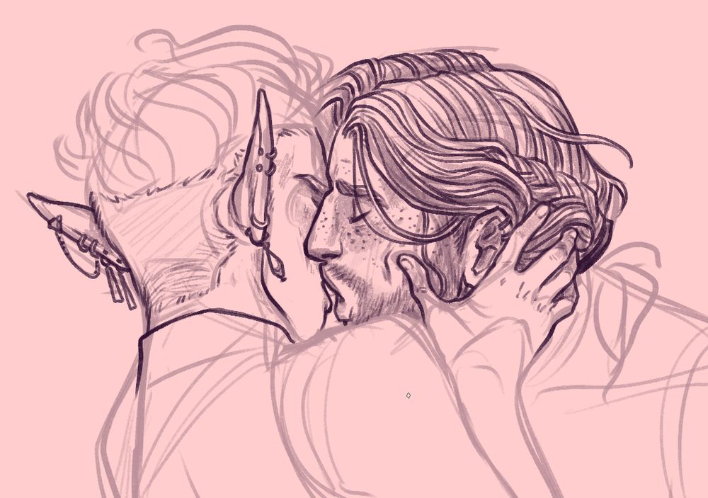 wip of essek and caleb going in for SMOOCHES