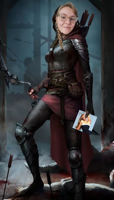 An image of Azalea, Ace in the Hole. 
Except the face has been replaced with Summer's
And she's holding Sabrina Carrpenter's hit single, Espresso, in her hand that isn't carrying a bow