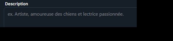 Screen du descriptif que Bluesky suggère avec écrit: Artiste, amoureuses des chiens et lectrice passionnée.