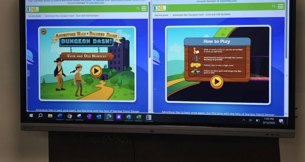 Dueling interactive Learning using our box light interactive board along with IXL