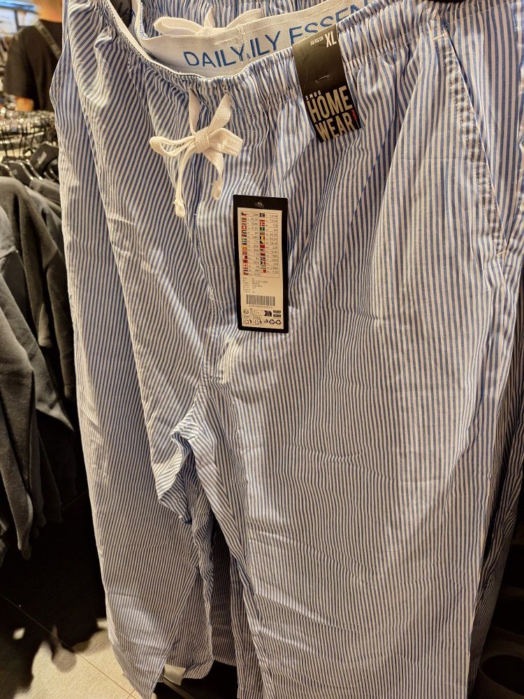 Blue/white vertical stripe pyjama trousers