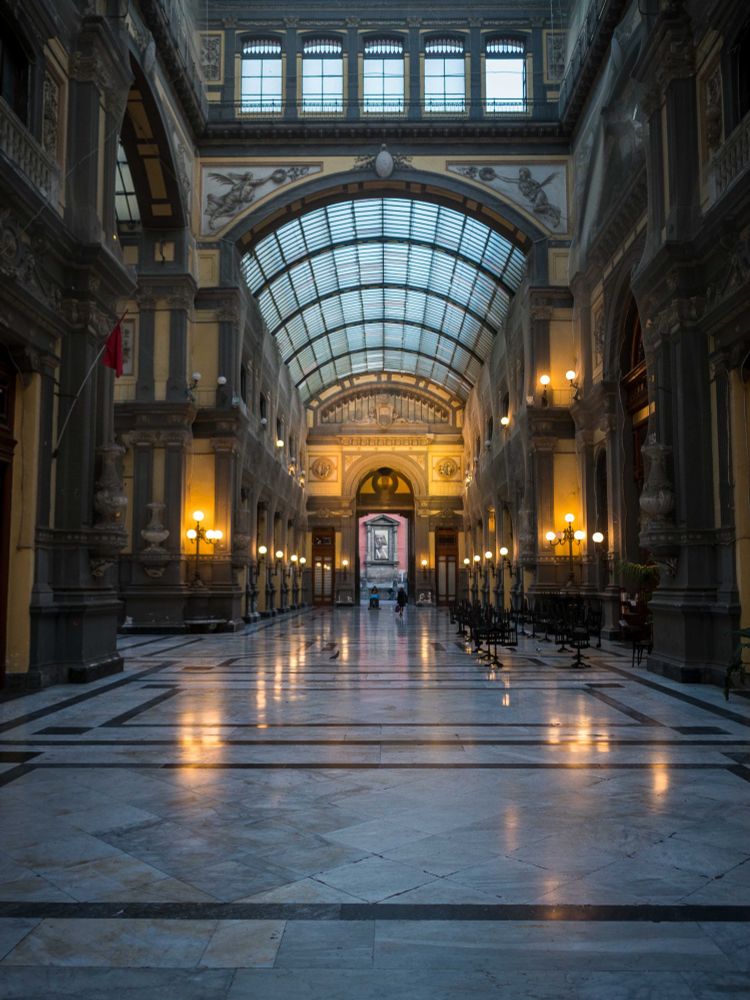 A shopping arcade in Naples showing the beautiful architecture