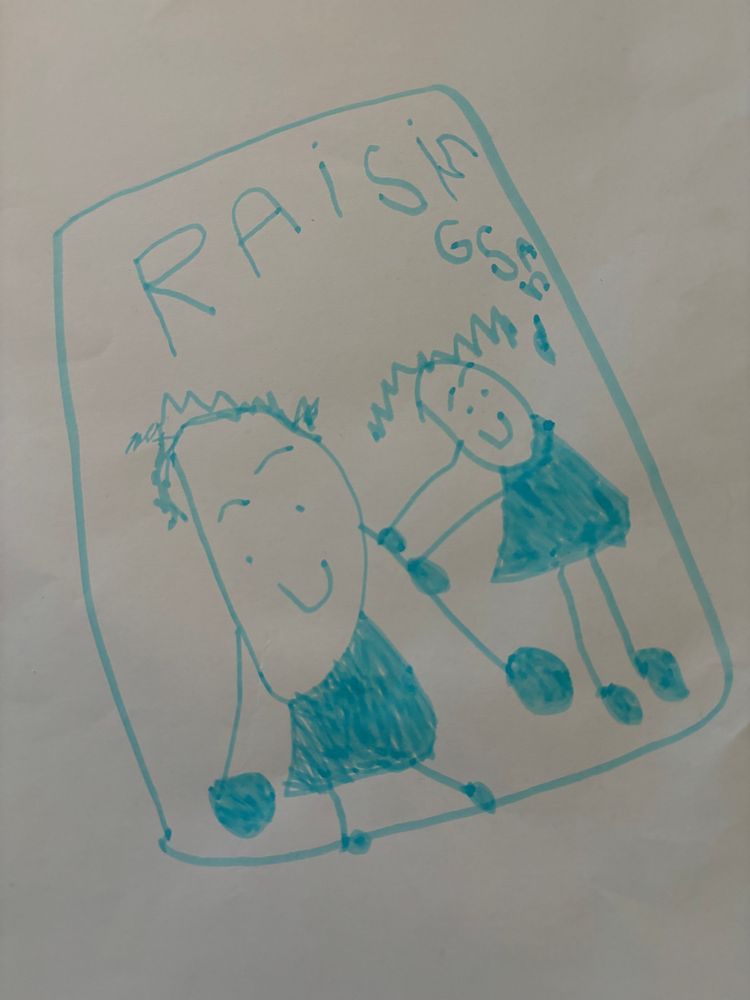 Adorable drawing of Robert Plant and Alison Krauss by a 5 year old