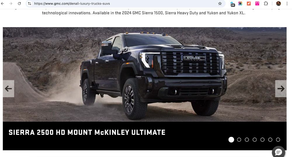 screenshot of the GMC Sierra 2500 Mount McKinley Ultimate truck