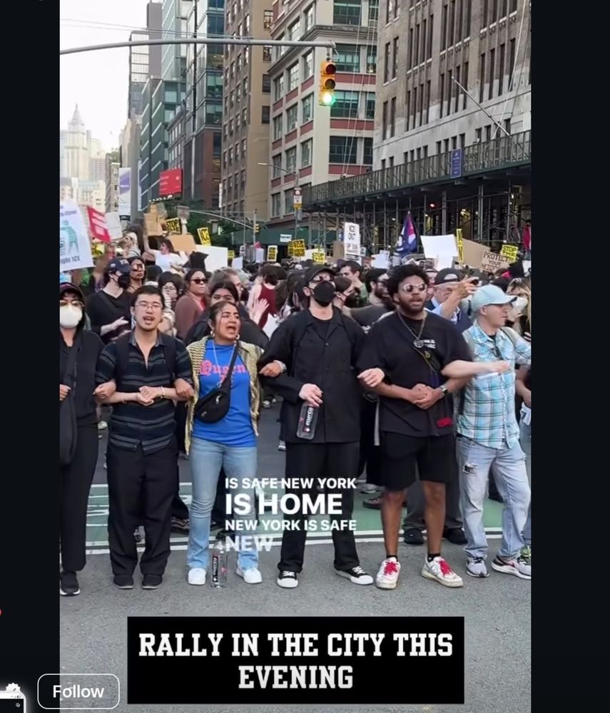 Earlier in the week in NYC. People locking arms chanting "New York is home, New York is safe."