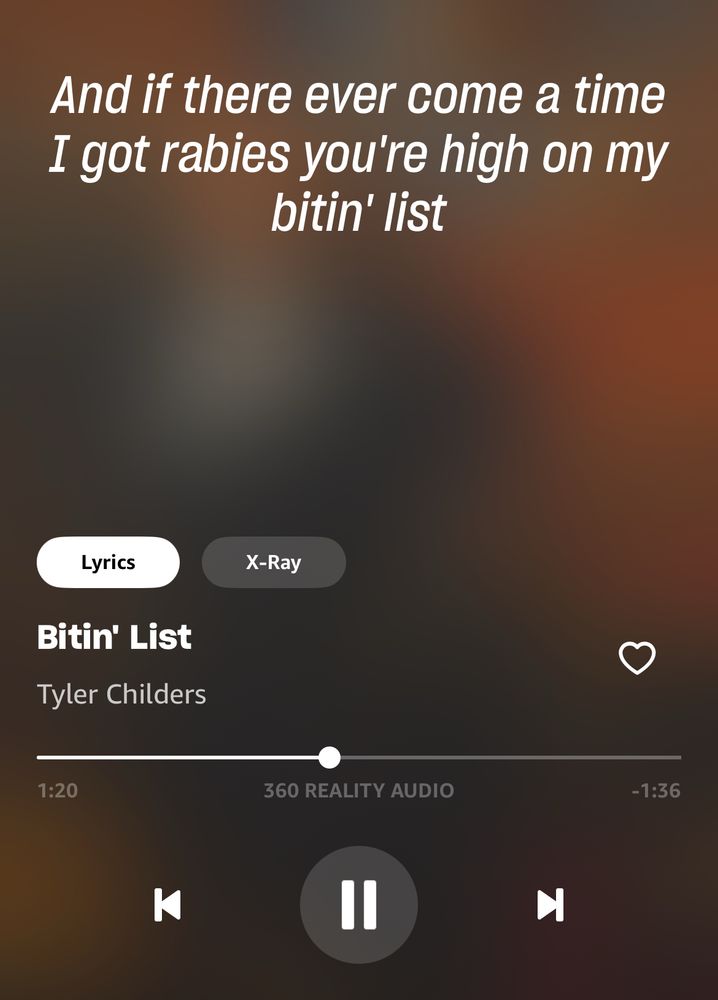 And if there ever come a time I got rabies you're high on my bitin' list

Tyler Childers