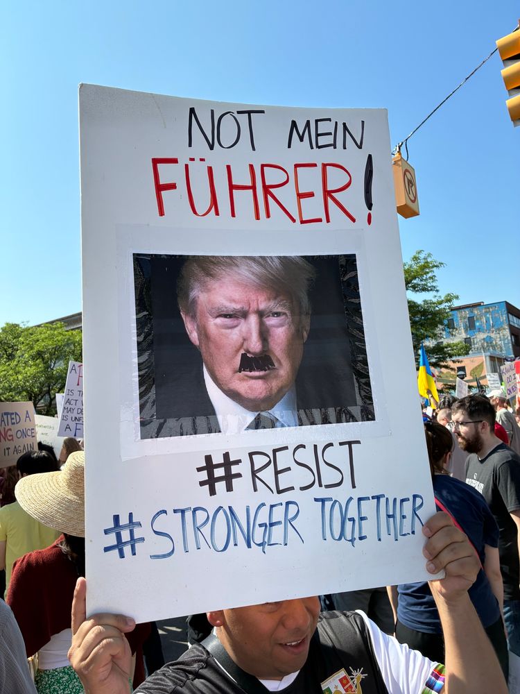 Not Mein Fuhrer. Picture of Trump with Hitler mustache. 