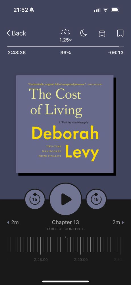 Screenshot from Libby app of Deborah Levy’s The Cost of Living