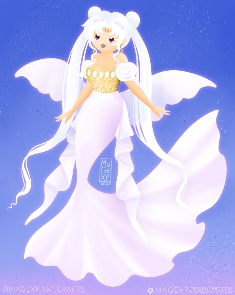 Princess serenity from sailor moon as a mermaid in chibi style 