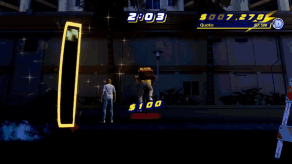 a screenshot of a video game with the time 2:03 and a quota of $ 007,330