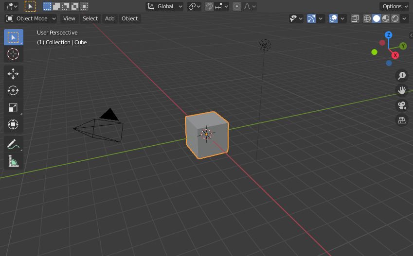 Blender default cube.