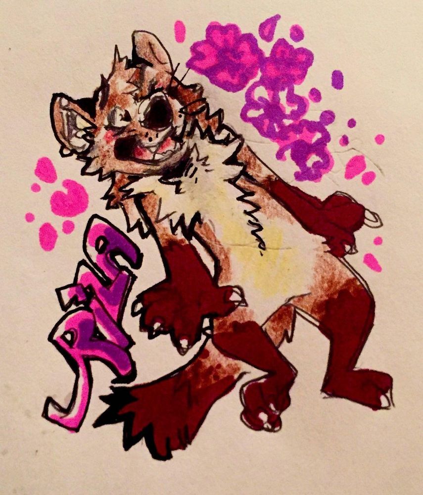 AtorWolf artwork of a pine marten furry surrounded by pink flowers