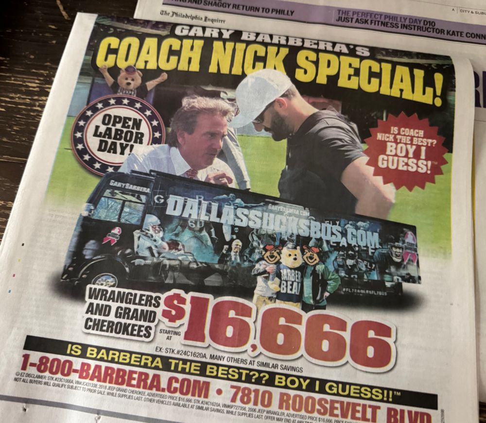 Local car dealership (not the best) ad for their Coach Nick Sirianni Special.