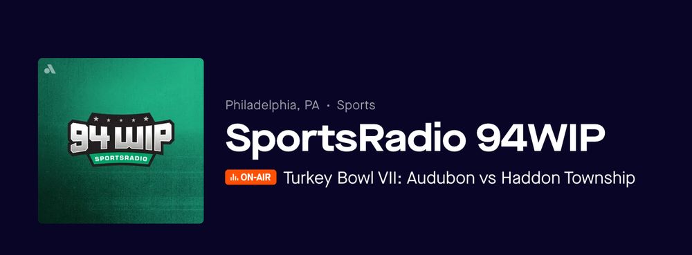 WIP airing the Township/Audubon game and quite frankly I wish they weren't.