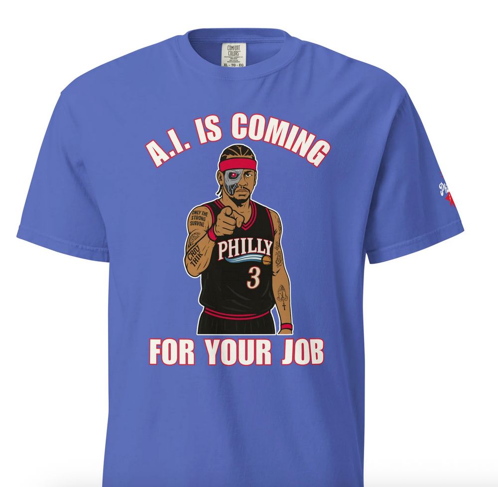 A.I. is coming for your job T-shirt (featuring Allen Iverson), blue