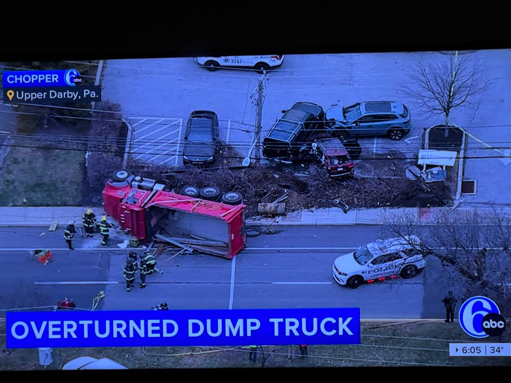 Overturned dump truck 