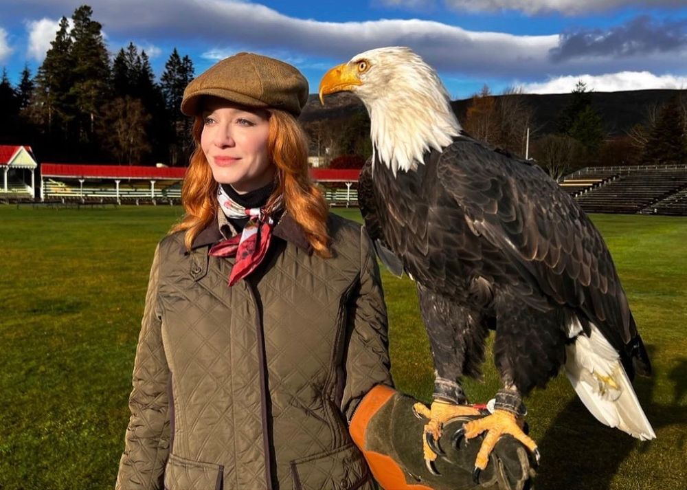 Christina Hendricks and an eagle. Go Birds.